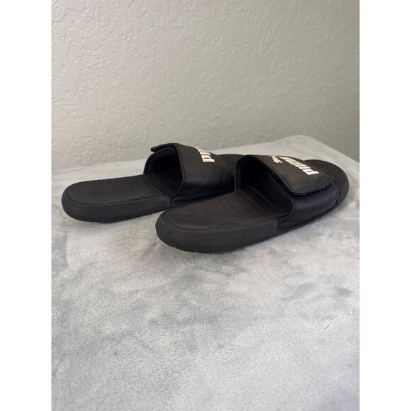 Puma Men's Slide Cool Cat Black/White Slides Sandals Flip Flops Slip On Size 11 - Picture 3 of 5